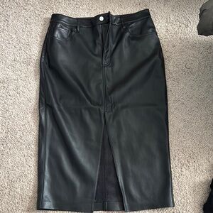 Express Black Midi Pencil Skirt with Slit for Work